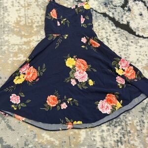 Floral Kids Dress in Navy Blue